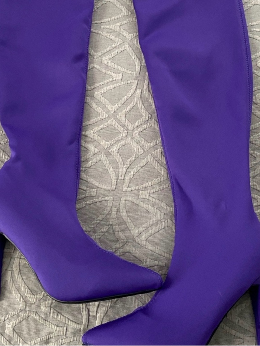 Anne Michelle Purple Satin Knee-High Heeled Boots